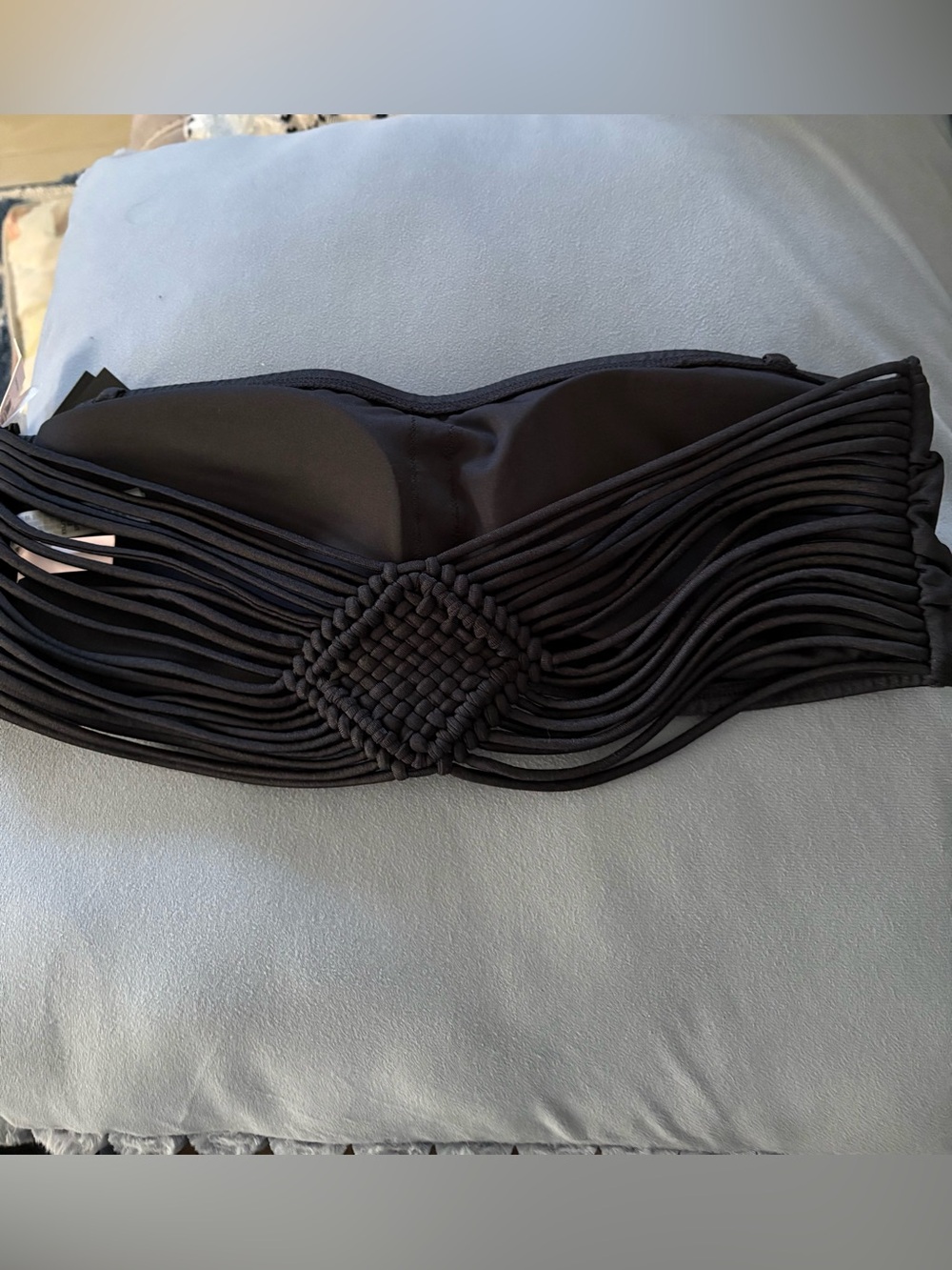 Victoria's Secret Black Bandeau Bikini Top with Removable Straps